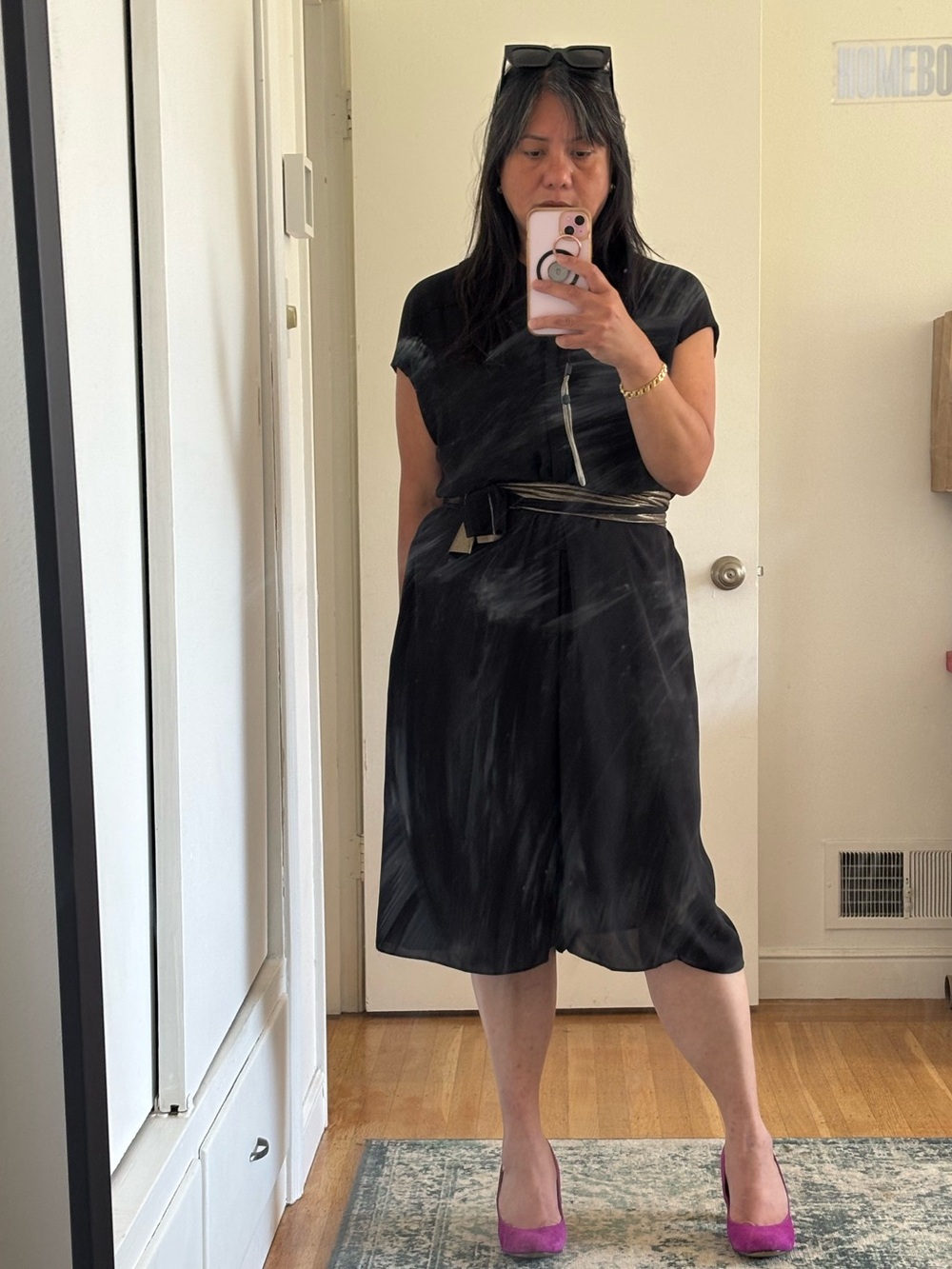 Black Chiffon Midi Skorts Jumper Unbranded One size fits all. Belt not included